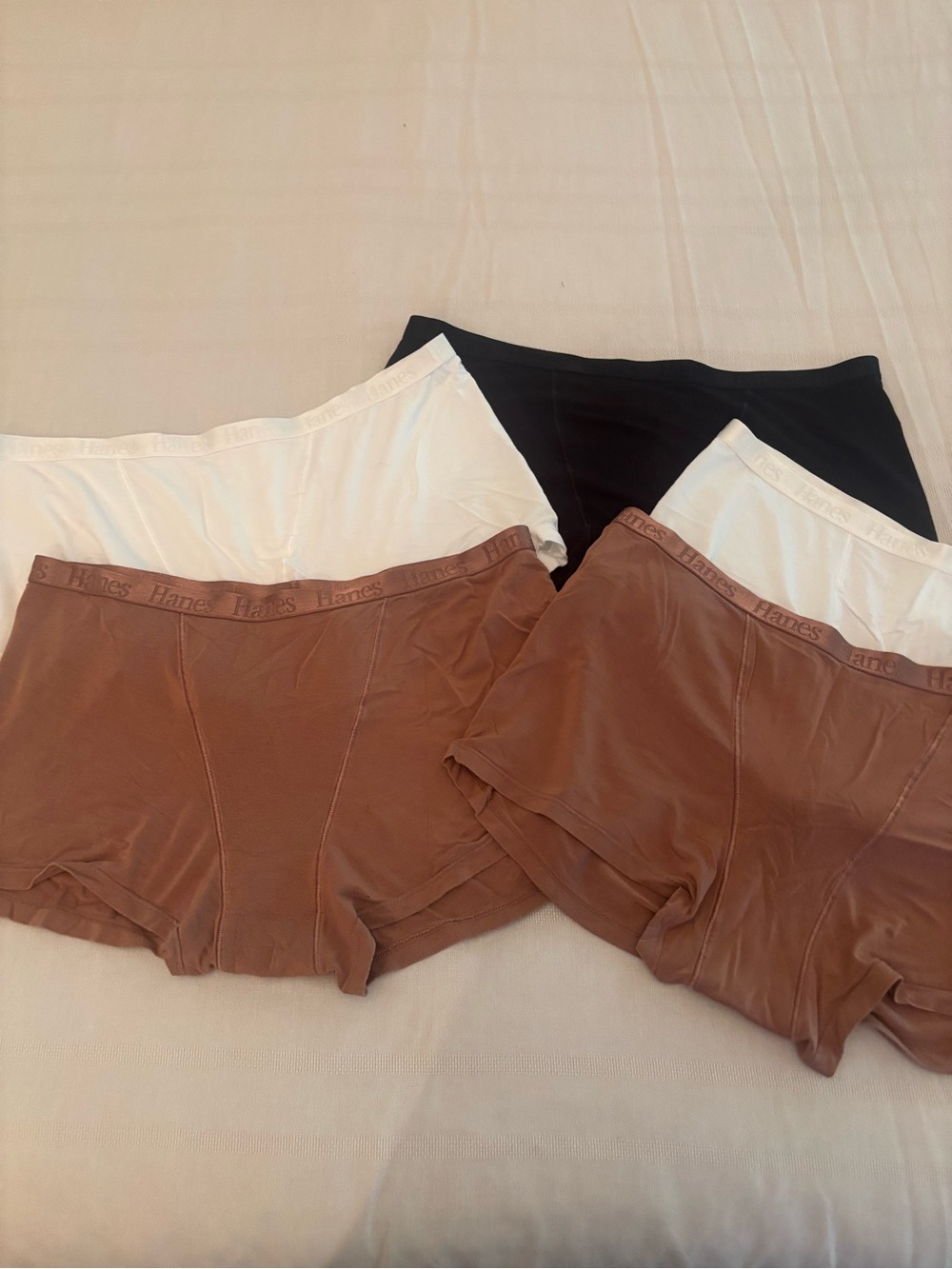 BUNDLE of Hanes Women's Boyshort Panties in 5 Pack    Brown, White & Black 2XL